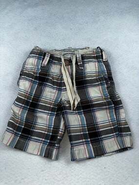 Y2K Abercrombie & Fitch Boys Plaid Drawstring Chino Shorts Size 8
